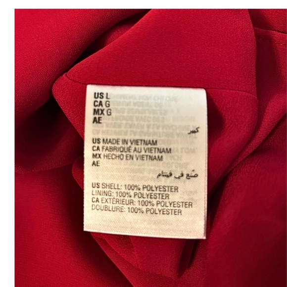 INC Holiday Party Red Long Sleeve Chain V-Neck Blouse - Picture 5 of 7